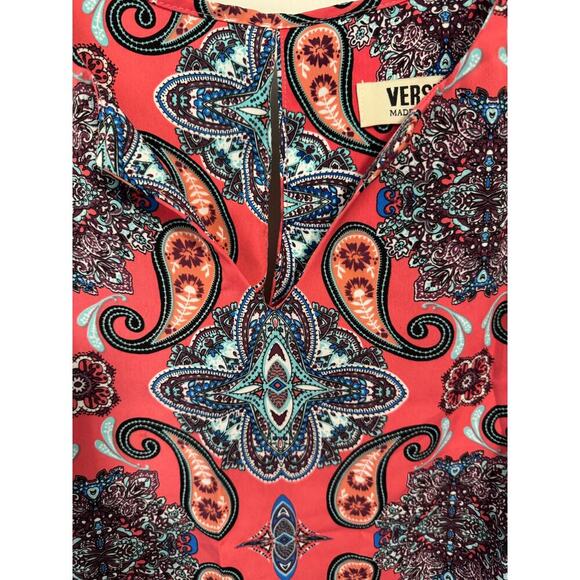 VERSE Woman's XL Paisley V-neck pink & salmon sleeveless top - Picture 6 of 11